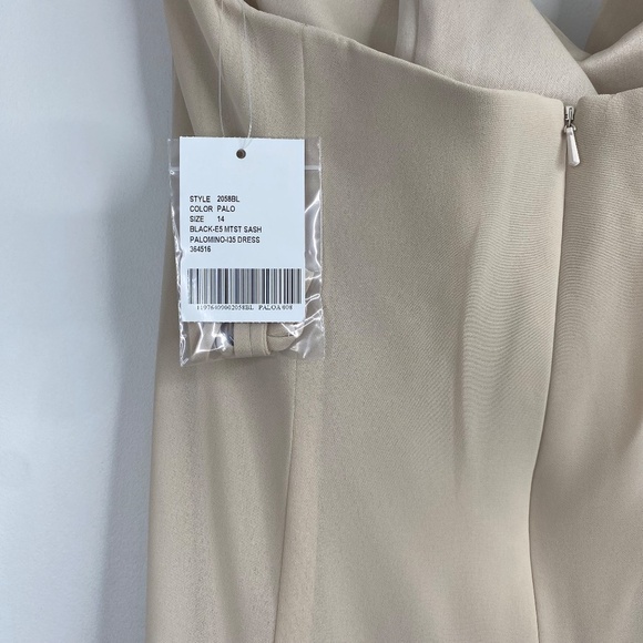 NWT Dessy Collection Strapless Dress 14 Tea Length Nude Palomino Prom Wedding - Picture 5 of 9